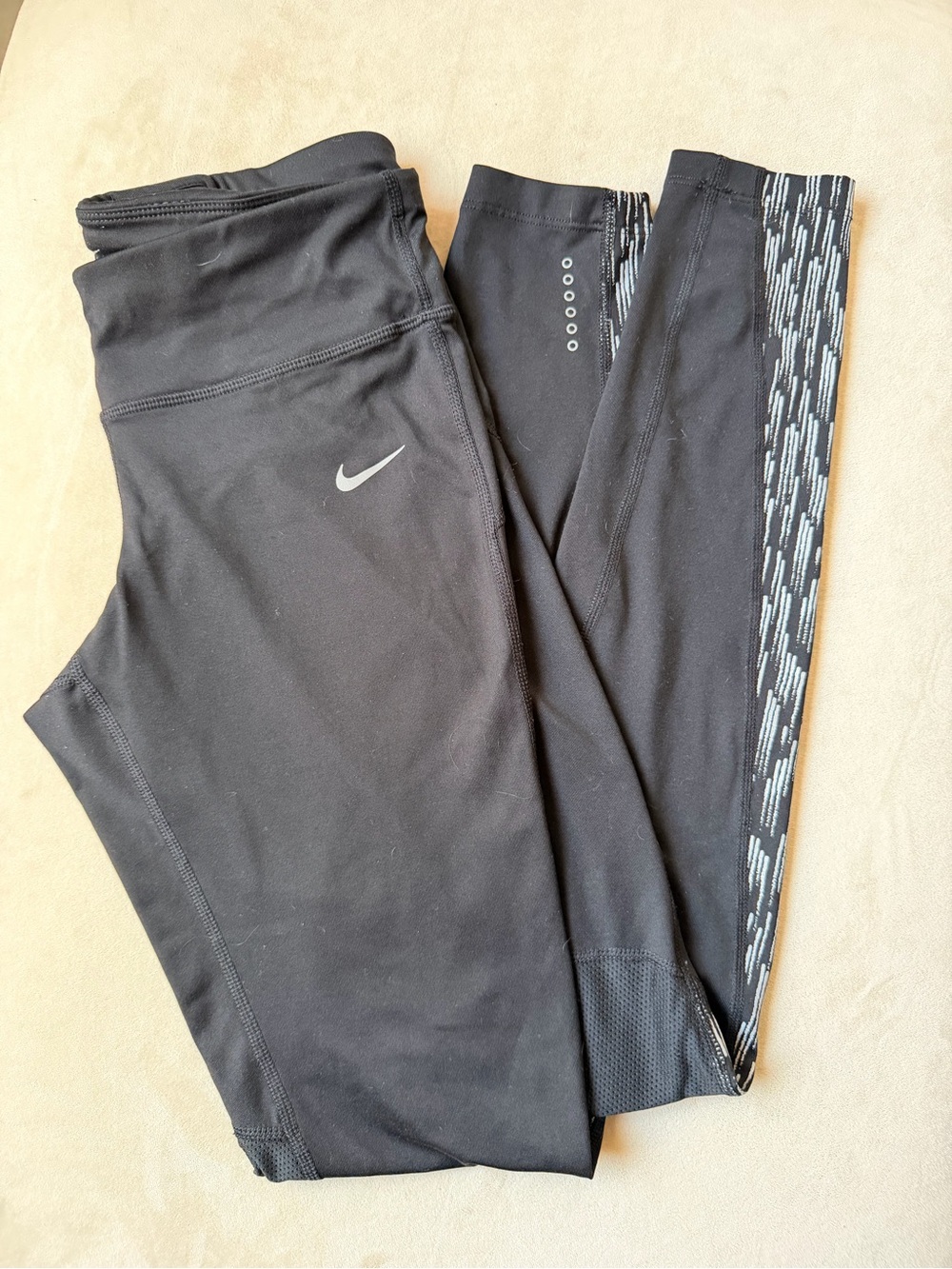 Nike Kids Black Leggings with Heathered Side Panels